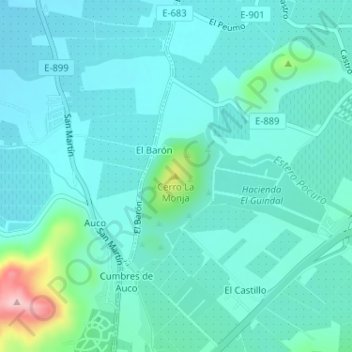 Mappa topografica Cerro La Monja, altitudine, rilievo