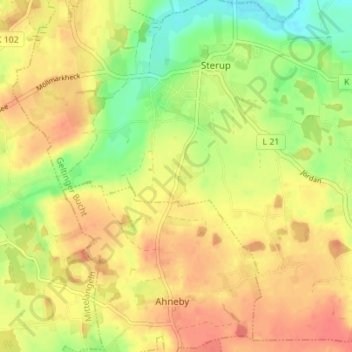 Mappa topografica Sterupgaard, altitudine, rilievo
