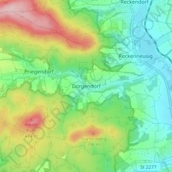 Mappa topografica Dorgendorf, altitudine, rilievo