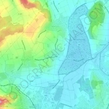 Mappa topografica Riedt, altitudine, rilievo