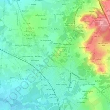 Mappa topografica Le Mont Vaillant, altitudine, rilievo