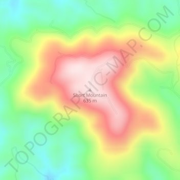 Mappa topografica Short Mountain, altitudine, rilievo