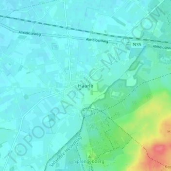 Mappa topografica Haarle, altitudine, rilievo