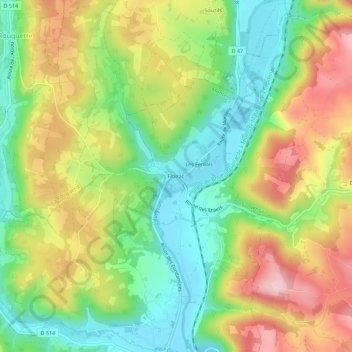 Mappa topografica Floirac, altitudine, rilievo