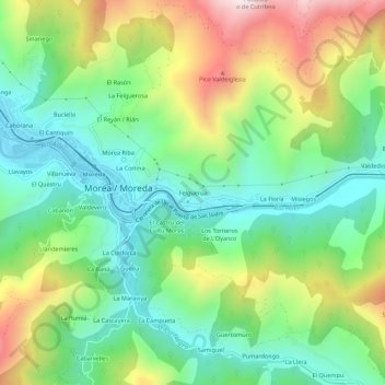 Mappa topografica Felguerúa, altitudine, rilievo