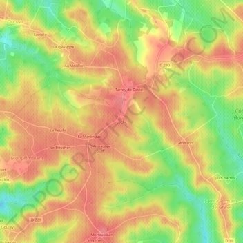 Mappa topografica Loche, altitudine, rilievo
