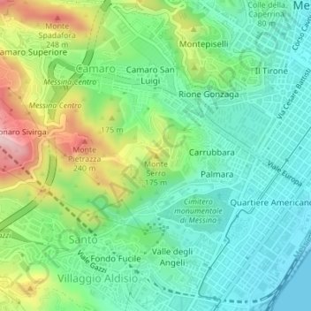 Mappa topografica Monte Serro, altitudine, rilievo
