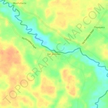 Mappa topografica San Antonio, altitudine, rilievo