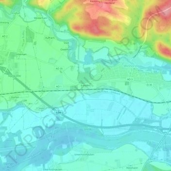 Mappa topografica Enhofen, altitudine, rilievo