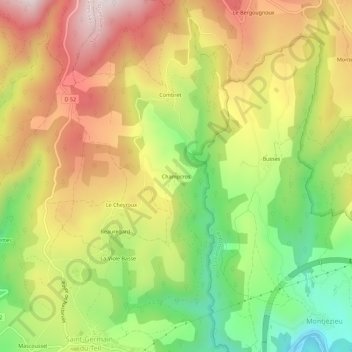 Mappa topografica Champcros, altitudine, rilievo