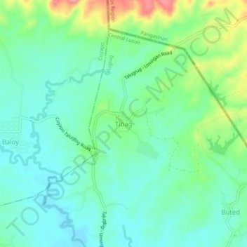 Mappa topografica Tibag, altitudine, rilievo