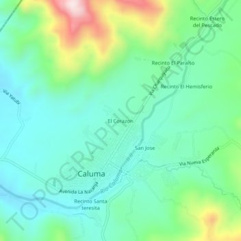 Mappa topografica El Corazon, altitudine, rilievo