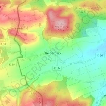 Mappa topografica Reinerbeck, altitudine, rilievo
