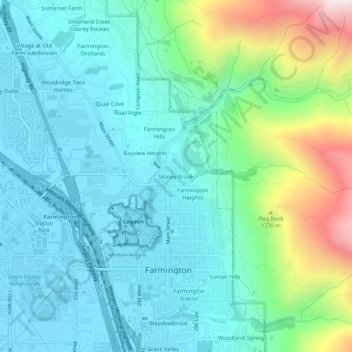 Mappa topografica Stoney Brook, altitudine, rilievo
