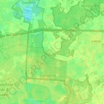 Mappa topografica Moorsel, altitudine, rilievo