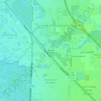 Mappa topografica Acline, altitudine, rilievo