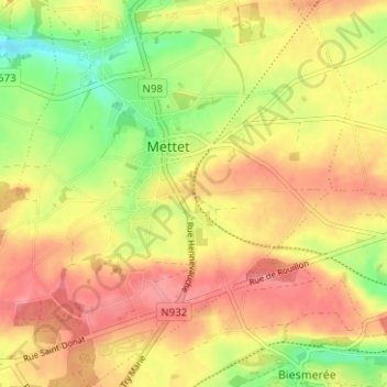 Mappa topografica Aux Cloquettes, altitudine, rilievo