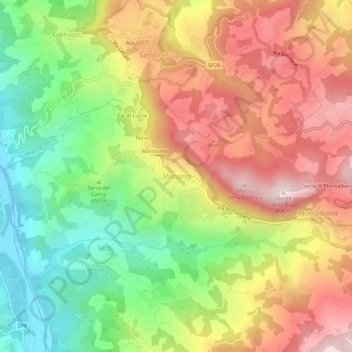 Mappa topografica Missano, altitudine, rilievo