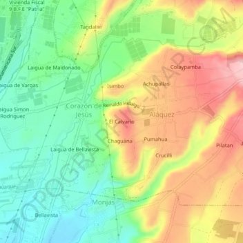 Mappa topografica El Calvario, altitudine, rilievo