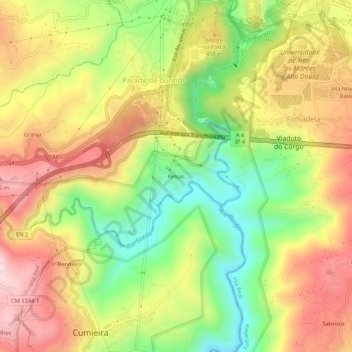 Mappa topografica Relvas, altitudine, rilievo
