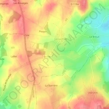 Mappa topografica La Mongis, altitudine, rilievo