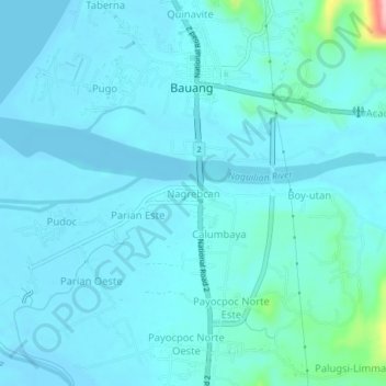 Mappa topografica Nagrebcan, altitudine, rilievo
