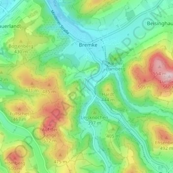 Mappa topografica Frielinghausen, altitudine, rilievo