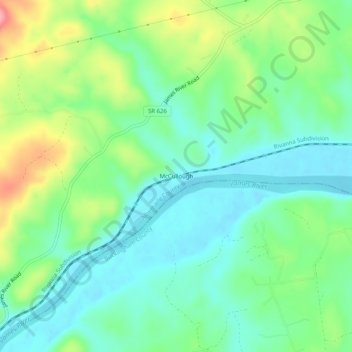 Mappa topografica McCullough, altitudine, rilievo