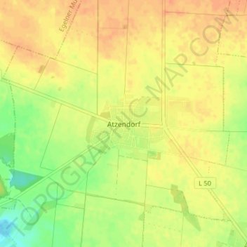 Mappa topografica Atzendorf, altitudine, rilievo