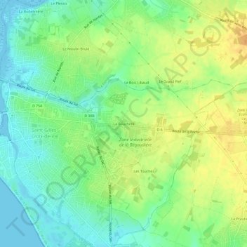 Mappa topografica La Bouchère, altitudine, rilievo
