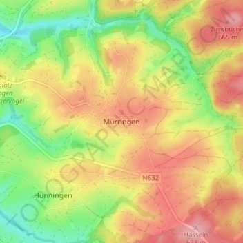 Mappa topografica Murrange, altitudine, rilievo