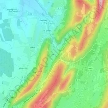 Mappa topografica France, altitudine, rilievo