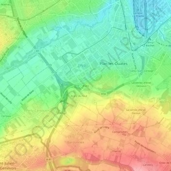 Mappa topografica Arare, altitudine, rilievo