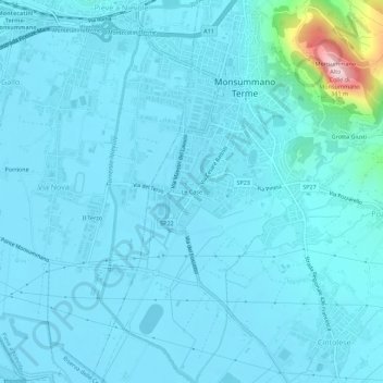 Mappa topografica Le Case, altitudine, rilievo