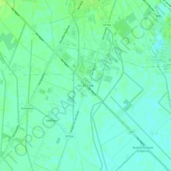 Mappa topografica Tor Tre Ponti, altitudine, rilievo