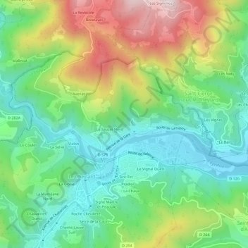 Mappa topografica Laume, altitudine, rilievo