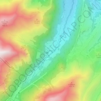 Mappa topografica Gripp, altitudine, rilievo