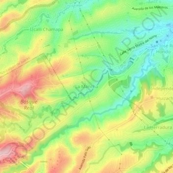 Mappa topografica La Mancha, altitudine, rilievo