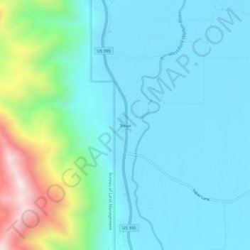 Mappa topografica Topaz, altitudine, rilievo