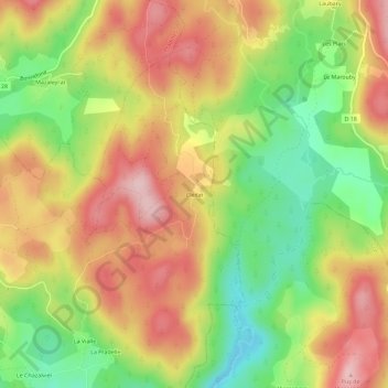 Mappa topografica Clédat, altitudine, rilievo