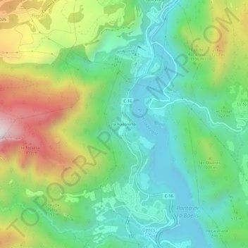 Mappa topografica la Rodonella, altitudine, rilievo