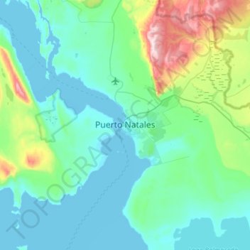 Mappa topografica Puerto Natales, altitudine, rilievo