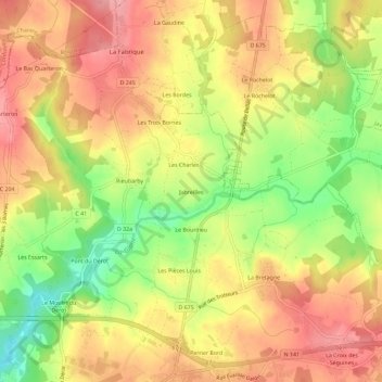 Mappa topografica Jabreilles, altitudine, rilievo