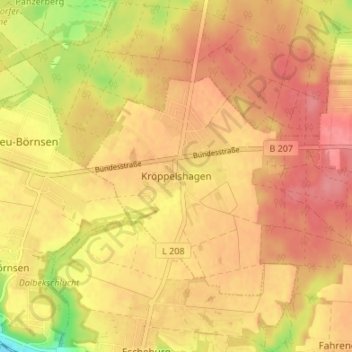 Mappa topografica Kröppelshagen, altitudine, rilievo