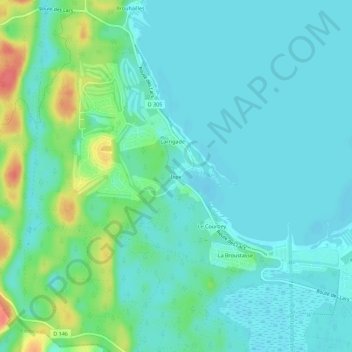 Mappa topografica Ispe, altitudine, rilievo