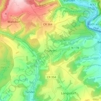 Mappa topografica Fouhren, altitudine, rilievo