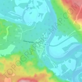 Mappa topografica Upper Liard Village, altitudine, rilievo