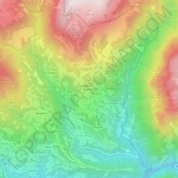 Mappa topografica Arighiglio, altitudine, rilievo