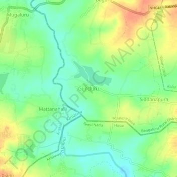 Mappa topografica Gunduru, altitudine, rilievo