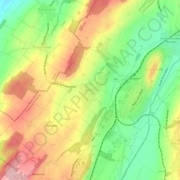 Mappa topografica Billens, altitudine, rilievo